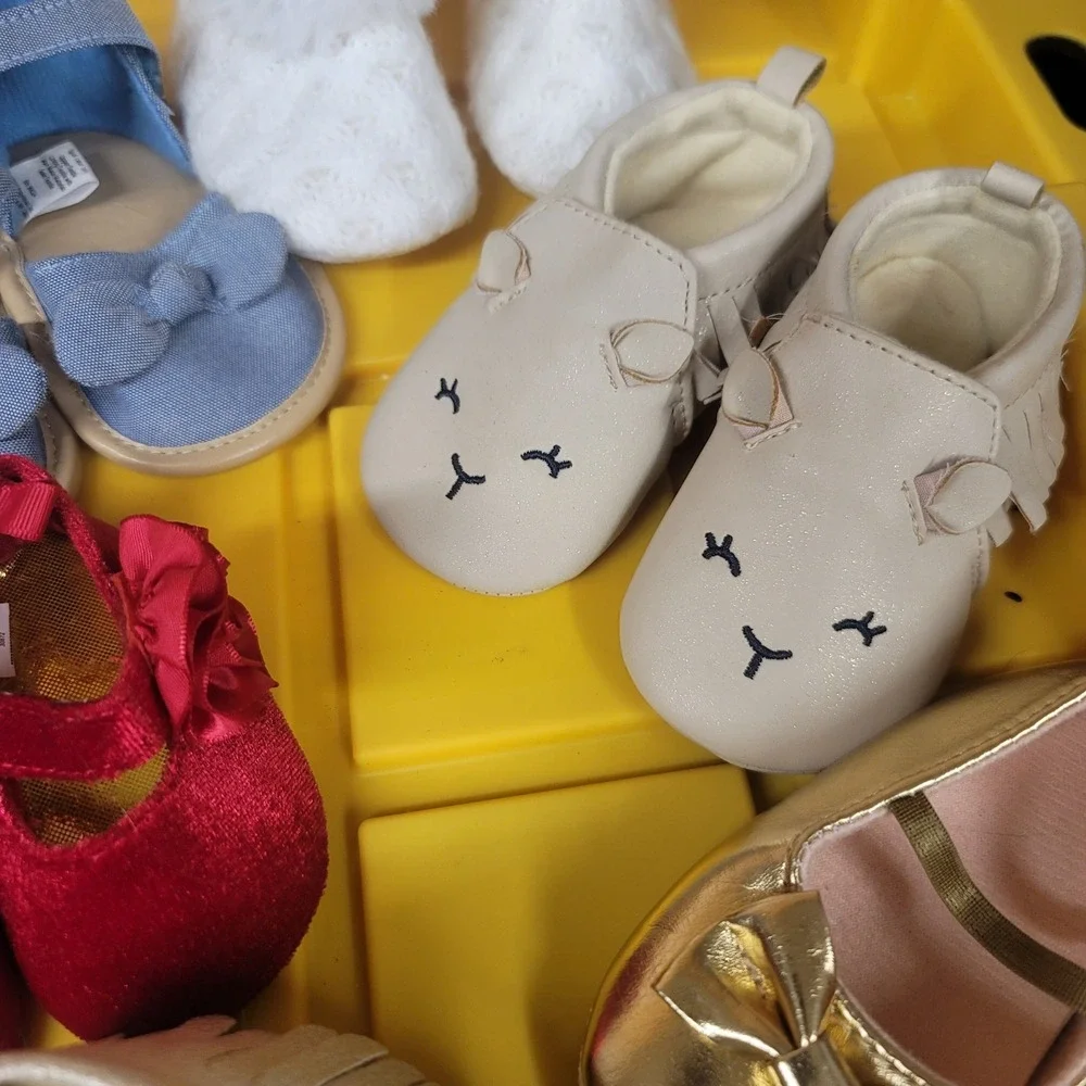 Baby Girl Shoe Lot 8 Pair Gold‎ Red Blue White Black Mary Jane Moccasin Bootie